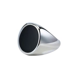 New Men's Stainless Steel Signet Ring with Black Inlay Suze 11